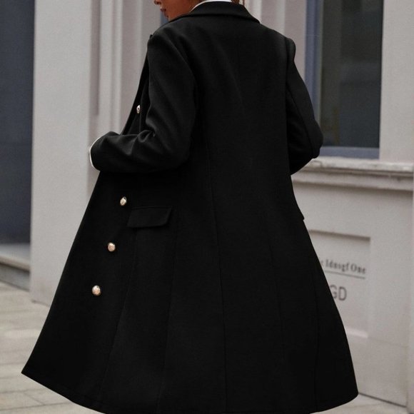 Black  double breasted jacket Overcoat - Picture 3 of 4